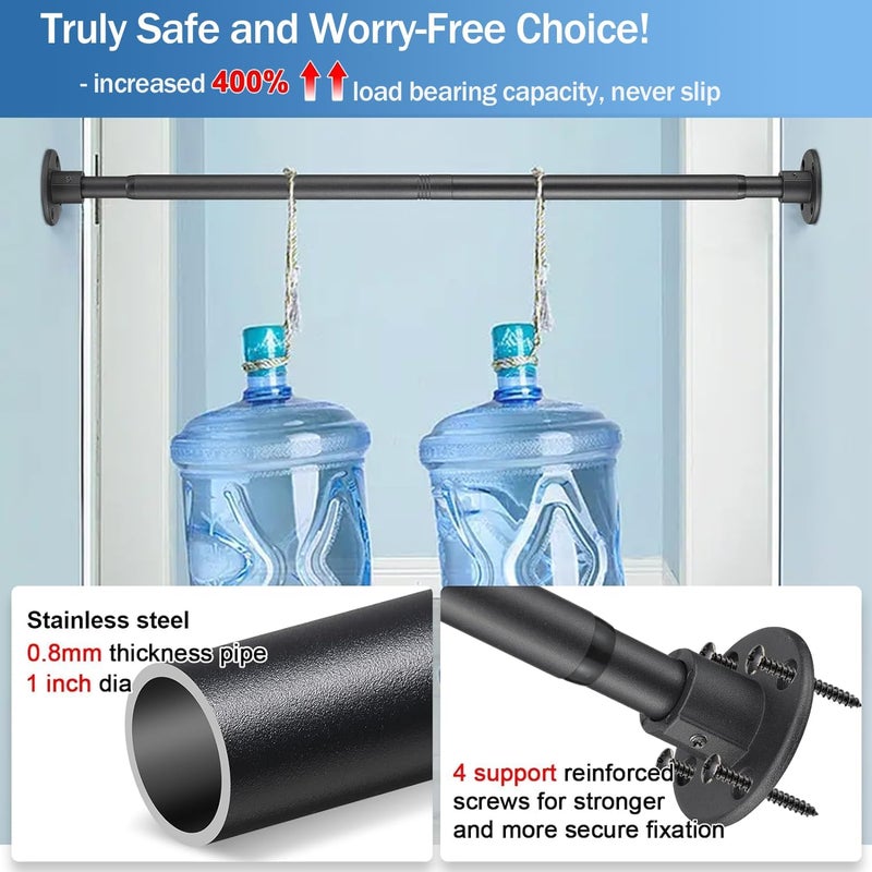 LAKEROD Heavy Duty Shower Curtain Rod - 28 to 48" Fixed Shower Curtain Rod Wall Mounted - Adjustable Extendable Rustproof for Bathroom,Closet,Doorway,Window - Matte Black 2 Pack - Image 2